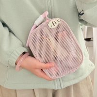 Cubic Mesh Cosmetic Bag, Dopamine Aesthetic Makeup Pouch with Pearl Zipper, Large Capacity Portable Travel Toiletry Bag