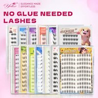 Yelix DIY selbstklebende Cluster-Wimpern, 10 Reihen, kleberfrei, Manga-Stil, abgeschnittene Wimpern, natürliche falsche Wimpern