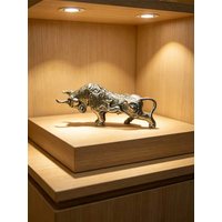 Lucky Brass Bull Statue Miniature Decor for Home Office Desk Good Fortune Charm
