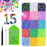 15 Colors Resin Jelly Rhinestones for Bedazzling, 3mm Flatback Rainbow Gems,Crystal Rhinestone DIY Crafting Clothes Shoes Nail