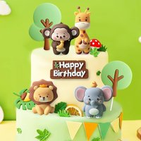9-Piece Set of Fun Mini Jungle Animal Cake Decorations, Including Elephant, Lion, Monkey, Giraffe Cake Toppers, Suitable for Back-To-School Season, Birthday Parties, Family Gatherings, Christmas,