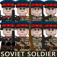 Military Series Soviet Soldier Figures Building Blocks Army Infantry Warrior Officer Commander Rifle Accessories Bricks Toy Gift