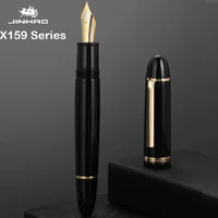 JinHao X159 Acrylic Black Fountain Pen Metal Clip Extended Fine Nib F 0.5mm Writing Pens School Office Supplies Pens Stationery