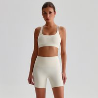 Women's Seamless Yoga Set Quick-Dry Sexy Backless Sportswear Bra High-waisted Shorts Outdoor Running Gym Fitness Workout Outfit