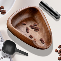 Wooden Coffee Bean Dosing Cup with Spray Bottle and Measuring Spoon Set, Multifunctional Weigh Dosing Tray, for Coffee Beans Tea