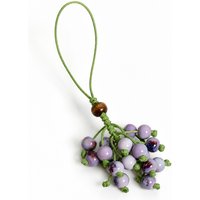 Handmade Soft Purple Drop Bead Ceramic Bag Charm with Braided Wax Cord Everyday Gift Accessory S04-0048