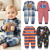 Combinaison polaire zippée pour bébés garçons 2026, barboteuse à manches longues pour tout-petits, imprimé dessin animé, tenue chaude une pièce automne-hiver pour bébés
