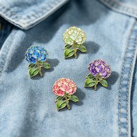 4pcs Temperament Acrylic Hydrangea Brooches 2D Flat Decorative Corsage Enamel Brooch Light Luxury Flower Brooch Clothes Ornament