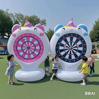 Inflatable Unicorn Throwing Game Target Sticky Dart Outdoor Garden Swimming Pool Kids Funny Toys Unicorn Birthday Party Decor