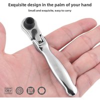 2-in-1 Multi-Purpose Ratchet Handle 1/4'' Drive Reversible Resilient Head Chrome Vanadium Steel Ratchet Wrench for Home Repair