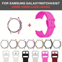 2pcs, Strap + Single Row Diamond Case for Samsung Watch 7/6/5/4/FE(44/46mm) Lightweight Stylish Smartwatch Accessories
