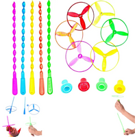 20pcs Flying Helicopter Hand Rotating Circle Bamboo Dragonfly Hand Friction Plastic Propeller Outdoor Flying Toy Children's Gift