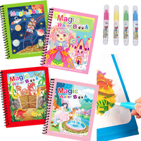 NEW Children Animal Cartoon Painting Book Magic Water Book with Water Pen for Kids Birthday Christmas New Year Gift for Kids