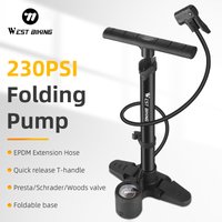 WEST BIKING 230 PSI High Pressure Bicycle Pump Foldable Lightweight MTB Road Bike Pump Aluminum Alloy Tire Inflator Cycling Tool