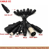 DC 5.5MM To GX16-XLR-RCA-IEC-GX12-DC Connector Cable Adapter For Electric Scooter Bicycle Car For Persistence Durable Connector