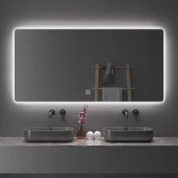 40x60cm Square LED Bathroom Mirror Smart Defogging 3 Color Adjustable Backlight Decorative Vanity Mirror for Hotel Bedroom