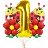 Ladybug Balloon 32 inch Number 0-9 Aluminum Foil Balloon Set Miraculous Ladybug Children's Birthday Party Decoration Supplies