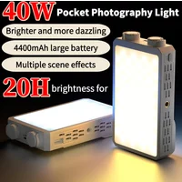 40W LED Camera Light 2800K-9000K Handheld Fill Light 4400mAh Rechargeable Photography Lighting for Photography