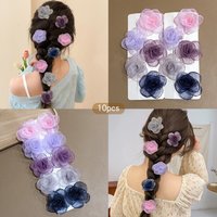 10 Sweet and Versatile Colorful Random Flower Hair Clips Suitable for Daily Hair Accessories