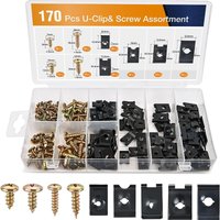170Pc Car U Clips with Screw Assortment Kit 9 Different Sizes Automotive U Nut and Screw Clip Automotive U Nut Screw Fixing Clip