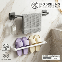 Self-Adhesive Towel Rack Bathroom Towel Holder Without Drilling Bathroom Black Corner Shelf Bar 50CM Bathroom Storage Towel Rail