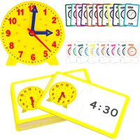 Learning Time Activity Set Clock Educational Hour Minute Second Cognition Matching Puzzle For Teaching Time, Telling Time Early
