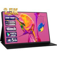 16" 2K 144Hz Portable Gaming Monitor 100% FHD with 300Nits Type-C HDMI External Screen For PS4/5 Switch Cell Phone PC Loptop