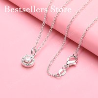 925 sterling silver 16-30 inch exquisite round zircon pendant necklace for women's fashionable wedding jewelry accessories