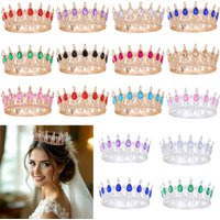 Fashion Crystal Rhinestone Round Tiaras And Crowns For Bride Women Queen Princess Diadems Girls Wedding Hair Accessories
