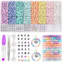 3860Pcs Macarons color Polymer Clay Beads Set Flat Chip Beads For Unique Bracelet Necklce Making Letter Beads Diy Accessorie
