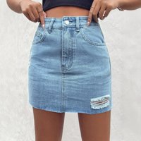 Women Denim Skirts Short Skirt A Line High Waist Slim Fit Hip Wrap Button Hole Casual Elegant Splice Y2k Streetwear Work 2026