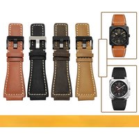 For Bell & Ross B&R BR-01 BR-03 Strap High Quality Genuine Leather Watchbands Men's wristband Wrist Belt Bracelet 34*24mm Convex