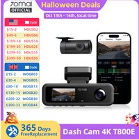 70mai 3-Channel Dash Cam T800E 4K HDR F1.55 Aperture Supercapacitor Voice Control GPS Car DVR 70mai T800E WiFi 6 5GHz
