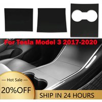 NEW1 For Tesla Model 3 2017-2020 Center Console Wrap Premium ABS Matte Carbon Black Console Cover Interior Decoration WrapKit