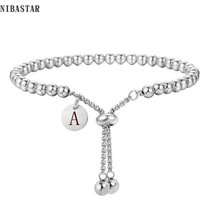 A-Z Initial Letter Bracelet For Women Stainless Steel Adjustable 26 Alphabet Charm Bead Bracelet Fashion Fine Jewelry