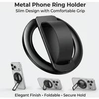 Magnetic Phone Holder for MagSafe, Rotating Finger Ring Stand with Non-Slip Grip for iPhone Samsung, Silicone Desk Bracket