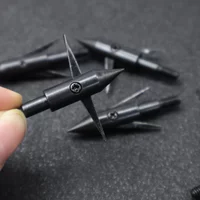 9.5g Double Blade Barbed Fishing Broadhead Black Metal Tapered Tip Dual Sharp Blades with Barbed Ends for Compound Bow Hunting