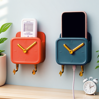 Wall Mount Phone Holder Charging Stand Adhesive Shelf for Mobile Phones Hands-Free Bracket Bedside Organizer Storage Solution