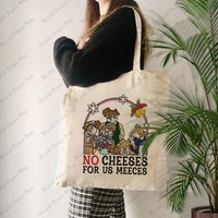1 pc The Muppet Christmas Carol Mice No Cheese For Us Meeces pattern Tote Bag Canvas Shoulder Bag For Travel Daily Commute