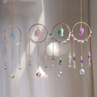 Boho Sun Catcher Crystals Wind Chime Moon Dream Catchers for Teen Kids Bedroom Wall Decorations Home Decor Birthday Christmas Gi