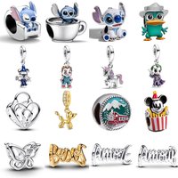New 925 Silver Fries Mouse Water Cup Dog Balloon Dog Pendant Fit European Original Bracelet DIY Accessories Exquisite Jewelry