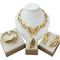 Italian Gold Plated Jewelry Set Women Party Jewelry Gift Luxury Pendant Large Earrings Ring Dubai Wedding FHK18961