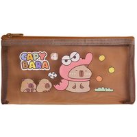 High Quality Mesh Pen Bag Capybara Large Capacity Mesh Storage Bag Transparent Zipper Stationery Organizer Students