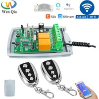 Wenqia Tuya WiFi RF Smart Switch Wireless Garage Sliding Door Gate Opener DC AC 12V 24V Remote Controller,Rolling Code Support
