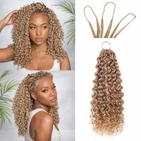 Honey Blonde Highlight Deep Wave Pre-Separated Human Crochet Hair Deep Curly Feather Crochet Braids Hair Extensions For Women