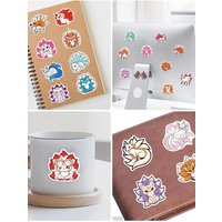 50/100PCS Cartoon Nine Tailed Fox Stickers Waterproof Cute Fox Decoration Luggage Cup Scooter Stickers