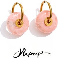 Yhpup 6 Color Acrylic Resin Round Thick Drop Earrings Summer Y2K Style Stainless Steel Exclusive Popular Jewelry Waterproof