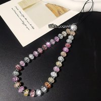 Candy Crystal Beads Mobile Phone Chain Short Wrist Pendant