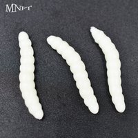 MNFT 50Pcs Fishing Lure 3.8cm Lifelike Worm Maggot Grub Soft Bait Silicone Artificial Earthworm Baits Smell Shrimp Additive Bass