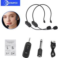 KEBIDUMEI 2.4G Head-mounted Microphone Mic Wireless Lavalier Microphone Set for Amplifier Voice Speaker Teaching Tour Guide